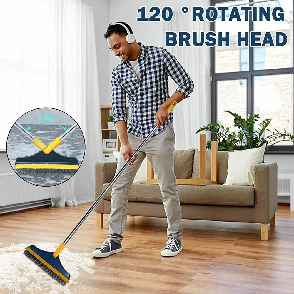 2 In 1 Floor Scrub Cleaning Brush With Removable Long Handle