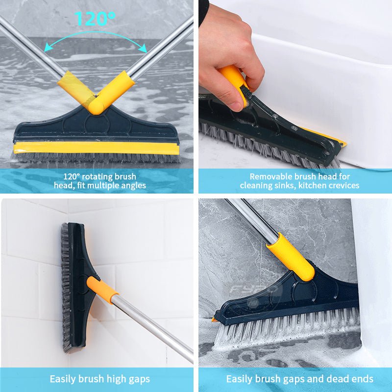 2 In 1 Floor Scrub Cleaning Brush With Removable Long Handle